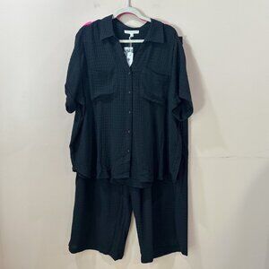 Jane & Delancey 2 Pcs Set Pant Shirt Black Women Plus 2 New Casual Minimalist